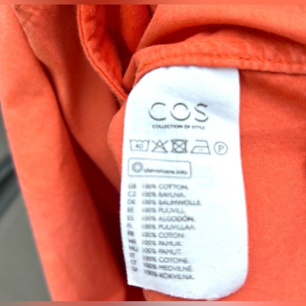 Cos Solid Orange Structured Short Sleeve Dress Bi… - image 4